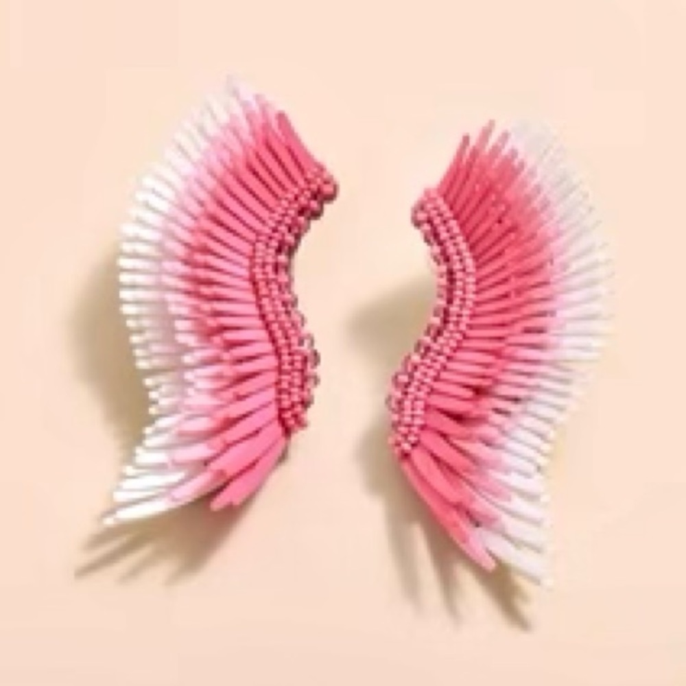 πΊπHPππΊ NWT Mignonne Gavigan Midi Madeline Earrings Triple Layered Pink & White - Picture 15 of 16